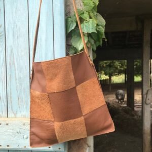 Sac en cuir patchwork marron