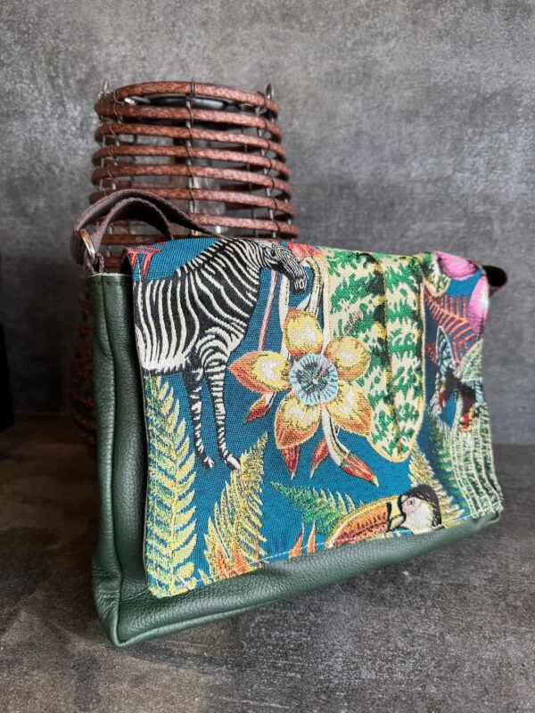 Sac en cuir à rabat interchangeable en tissu