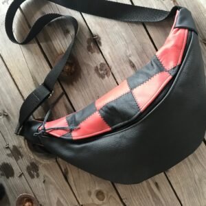 Sac banane à damier rose et noir