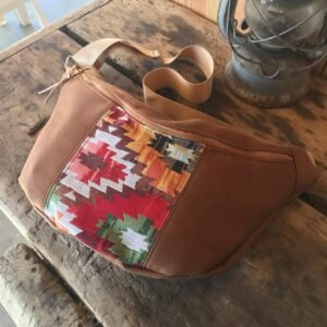 sac banane en tissu enduit imitation cuir et tissu style amérindien