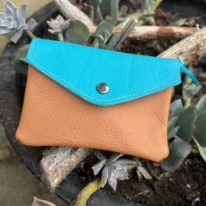 Pochette en cuir URIKA turquoise