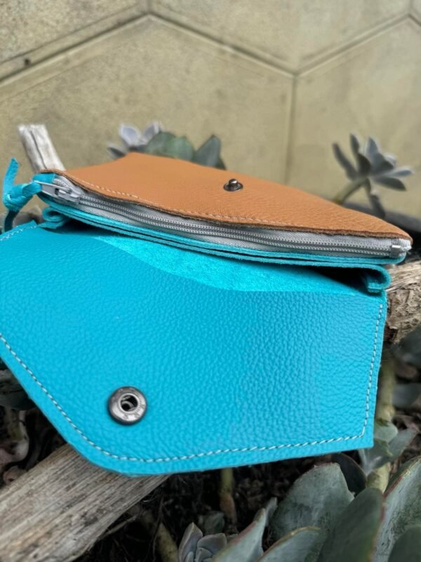 Pochette en cuir URIKA turquoise