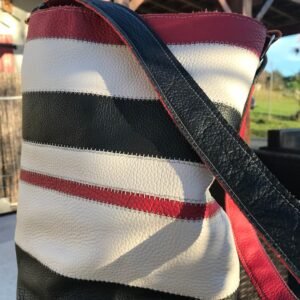 Sac en cuir ALO bandes rouge blanc noir