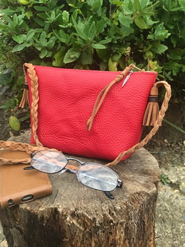 Petit sac en cuir rouge