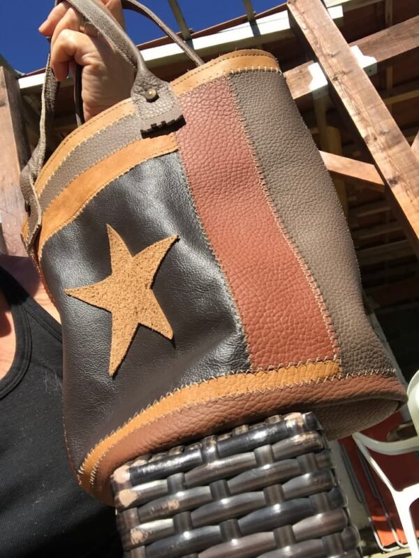 Sac en patchwork de cuir marron KITI – Image 6