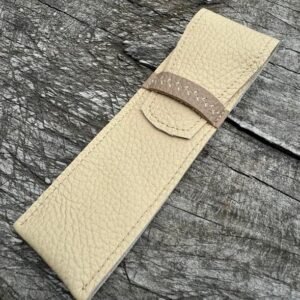 Etui à stylo en cuir beige