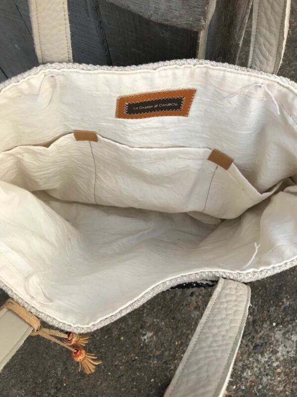 Grand sac été coton tressé et cuir – Image 5