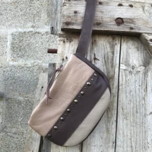 Banane en cuir marron et beige