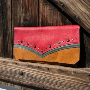 Pochette western en cuir rouge