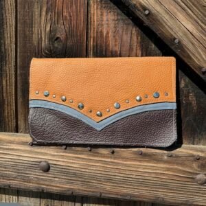 Pochette western en cuir marron