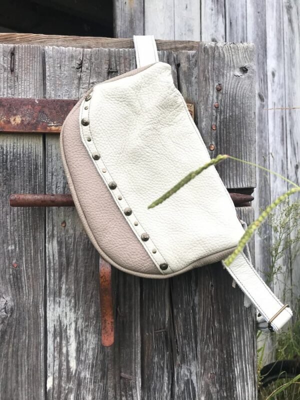 Banane en patchwork de cuir beige CHAYTON