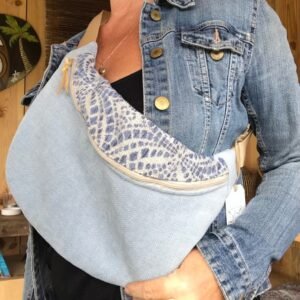 Sac banane en velours bleu