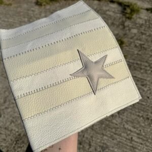 Couverture d'agenda en patchwork de cuir beige avec étoile