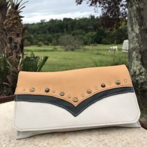 Pochette western en cuir gris