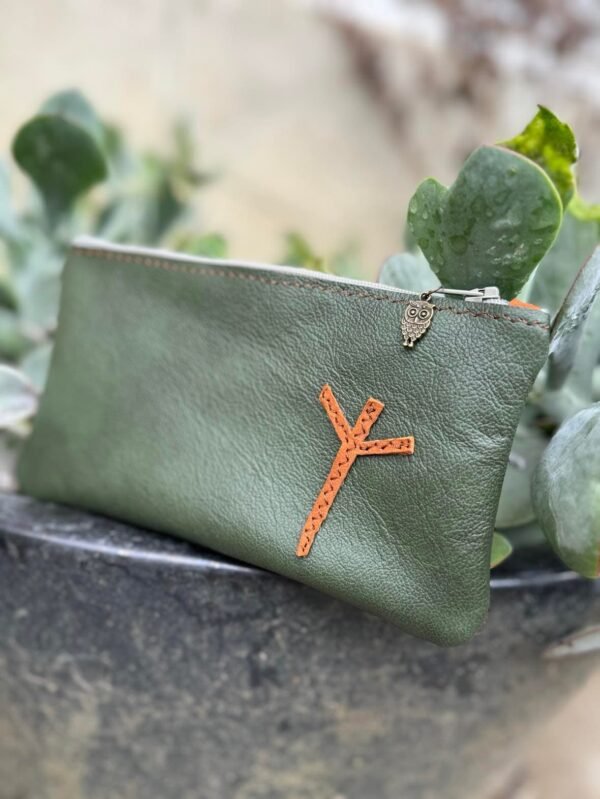 Pochette en cuir vert