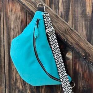 Banane en cuir turquoise
