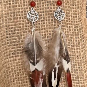 Boucles plumes et cornaline