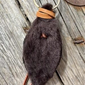 Porte-clés mouton brun lacets camel et écureuil