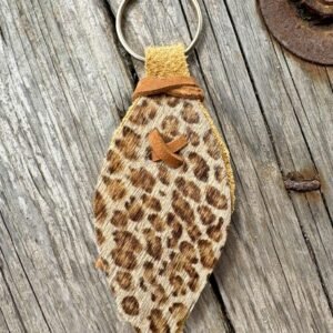 Porte-clés léopard lacet camel