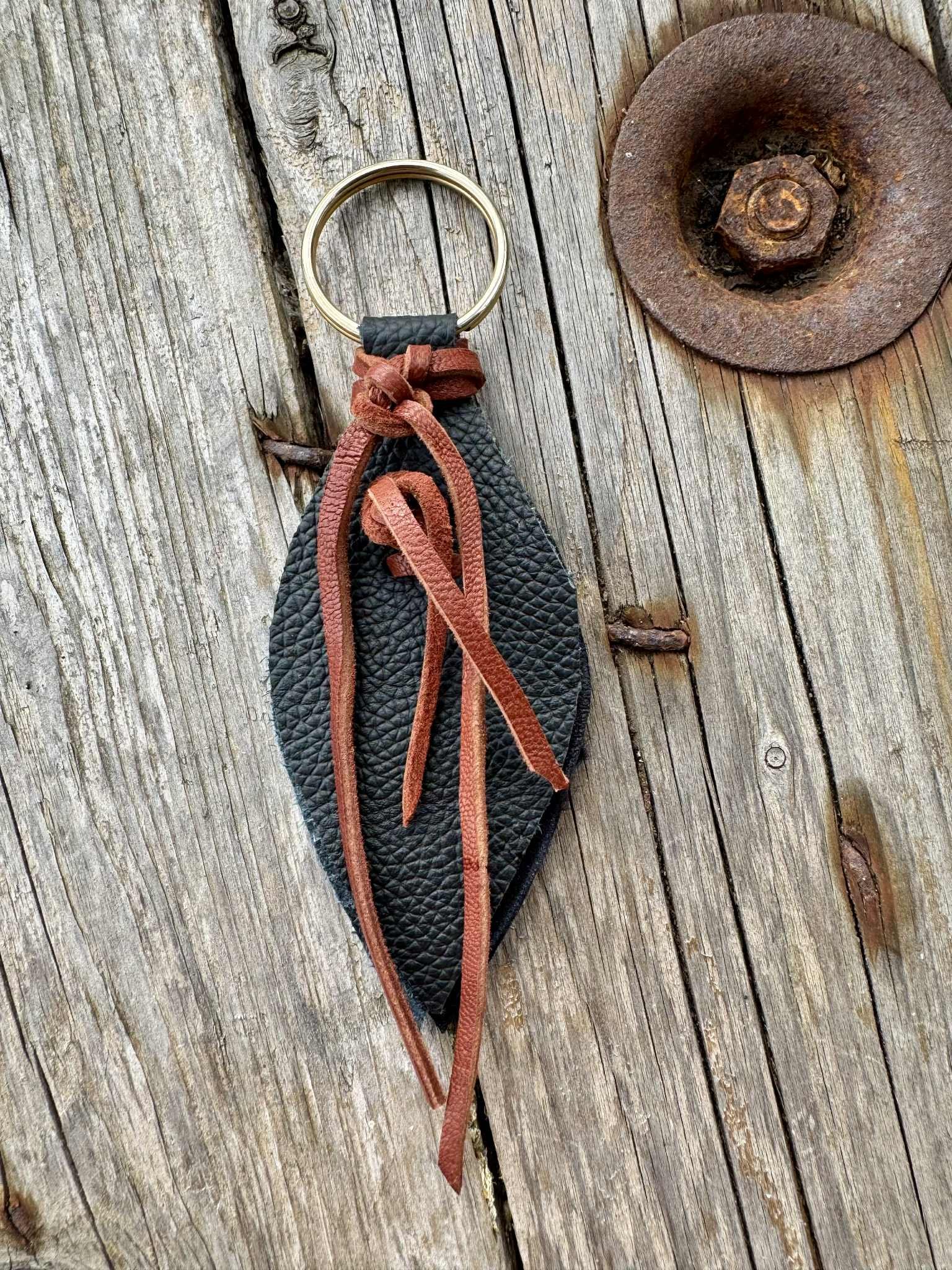 Porte-clés KASA en cuir noir VERSO