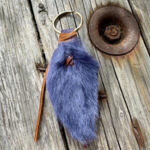 Porte-clés en cuir et peau violine KASA